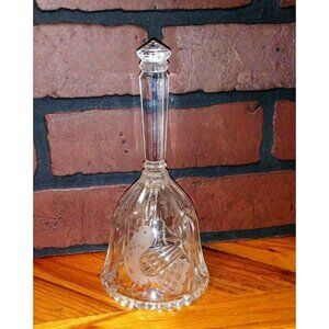 Vintage cut glass bell etched Bird Dinner Bell Germany Bleikristall Lead Crystal